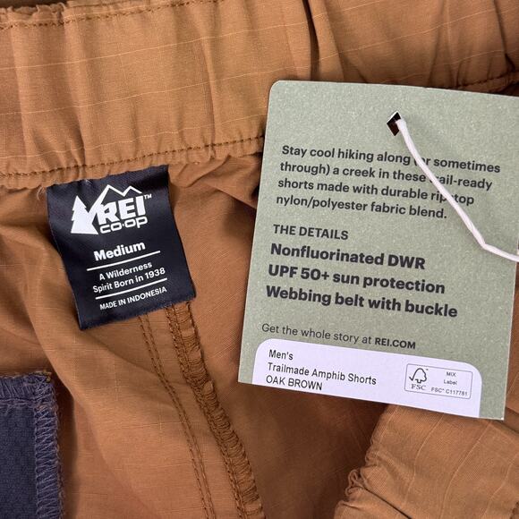 REI Trailmade Amphib Shorts Mens Medium Belted Ripstop Hiking Swim UPF 50 NEW - Picture 3 of 10
